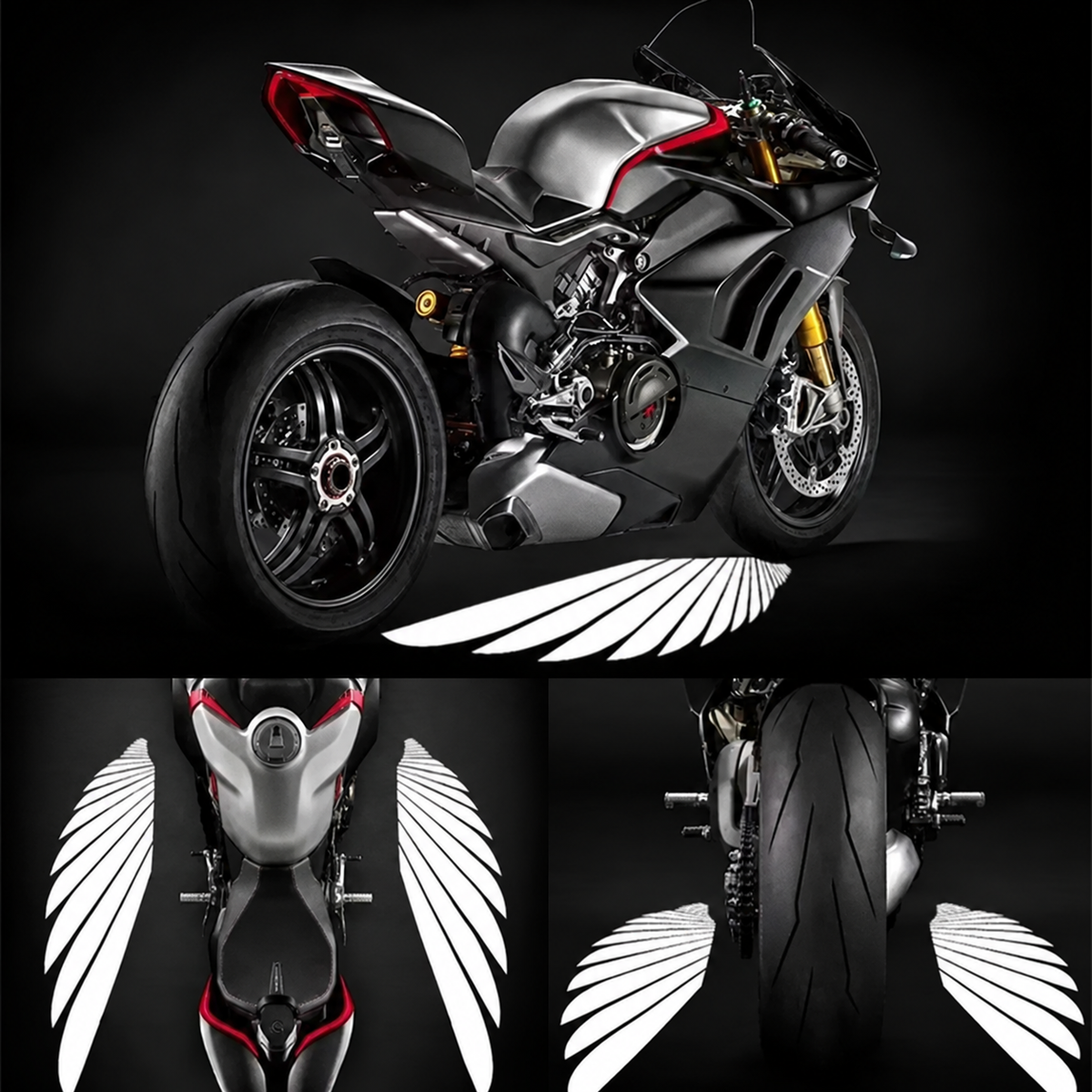 Motorcycle Angel Wing LED Projector Lights, Wired 2-Pack