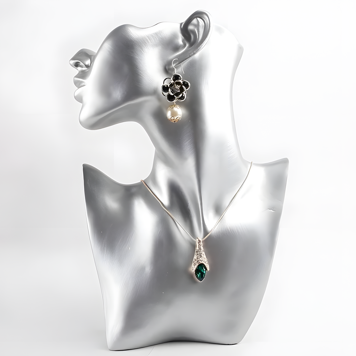 Resin Jewelry Display Stand, Sculpted Necklace & Earring Bust