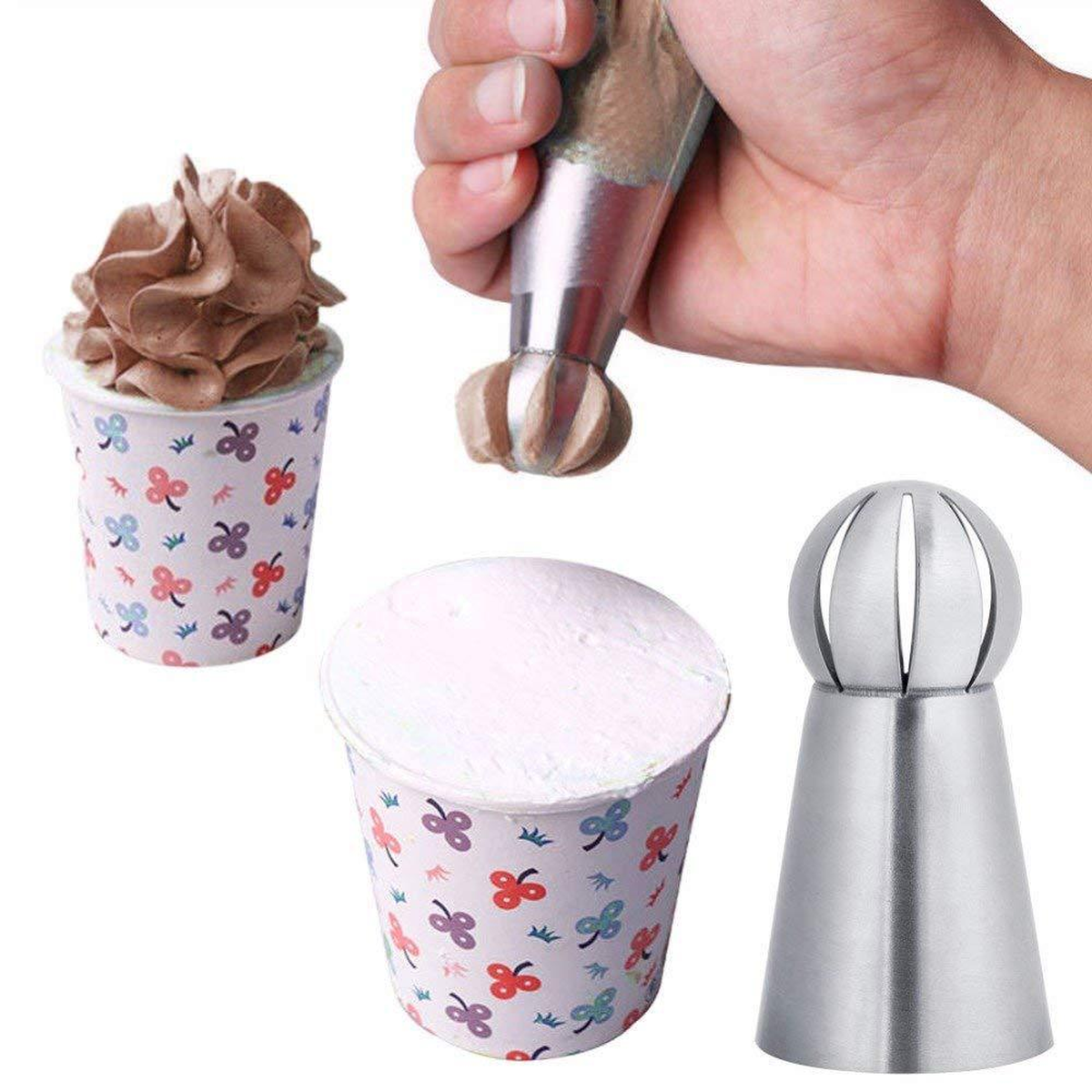 Spherical Flower Piping Tips, 8-Piece Stainless Steel Set