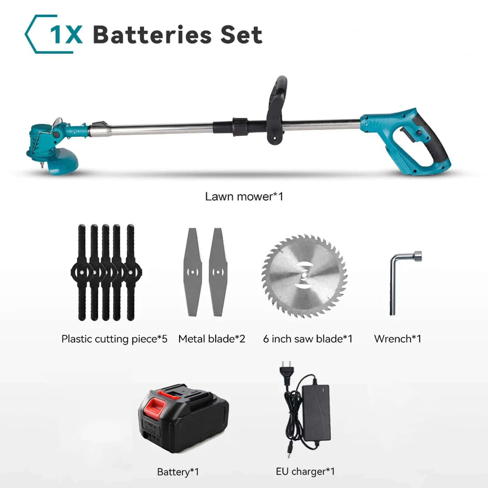 Cordless Folding Grass Trimmer Telescoping Shaft with Blades