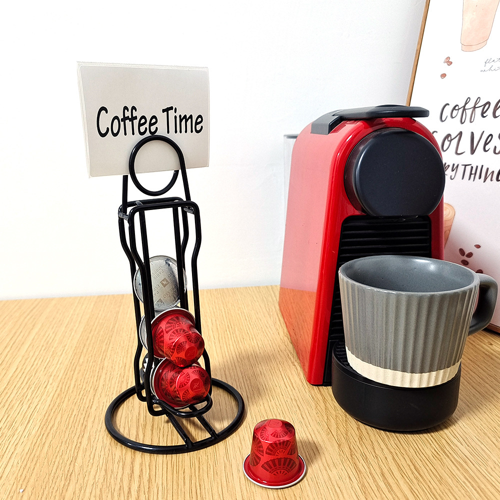 Coffee Capsule Holder Rack 6-Capsule Metal Stand – Black
