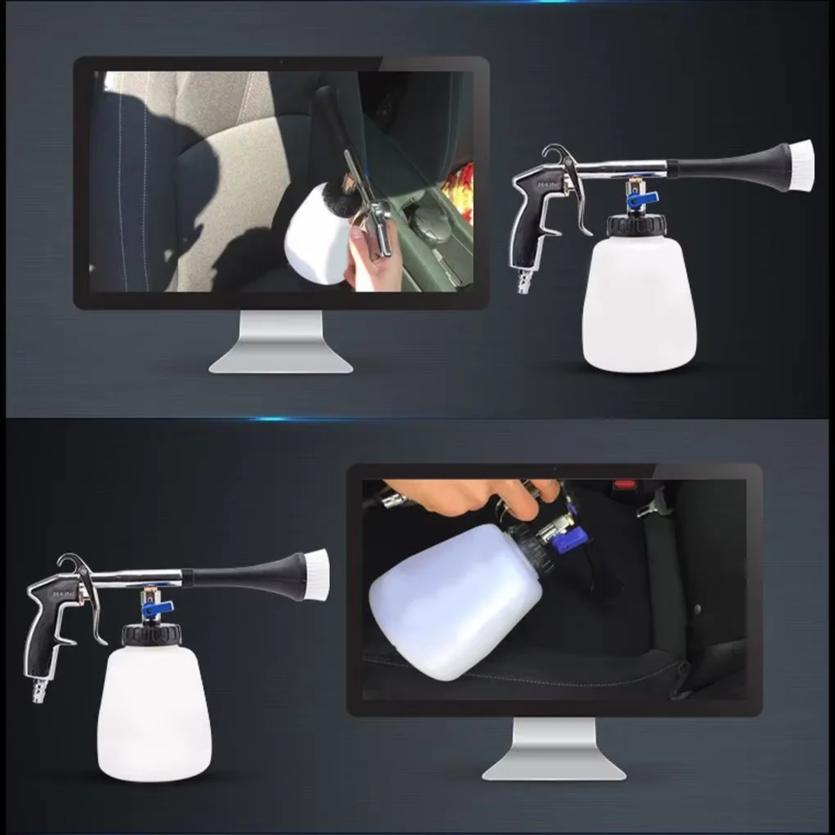 Pneumatic Car Interior Cleaning Gun with Bottle and Brush