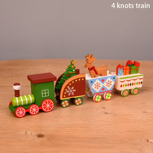 Wooden Christmas Train Tabletop Decor, 4 or 5-Piece Styles