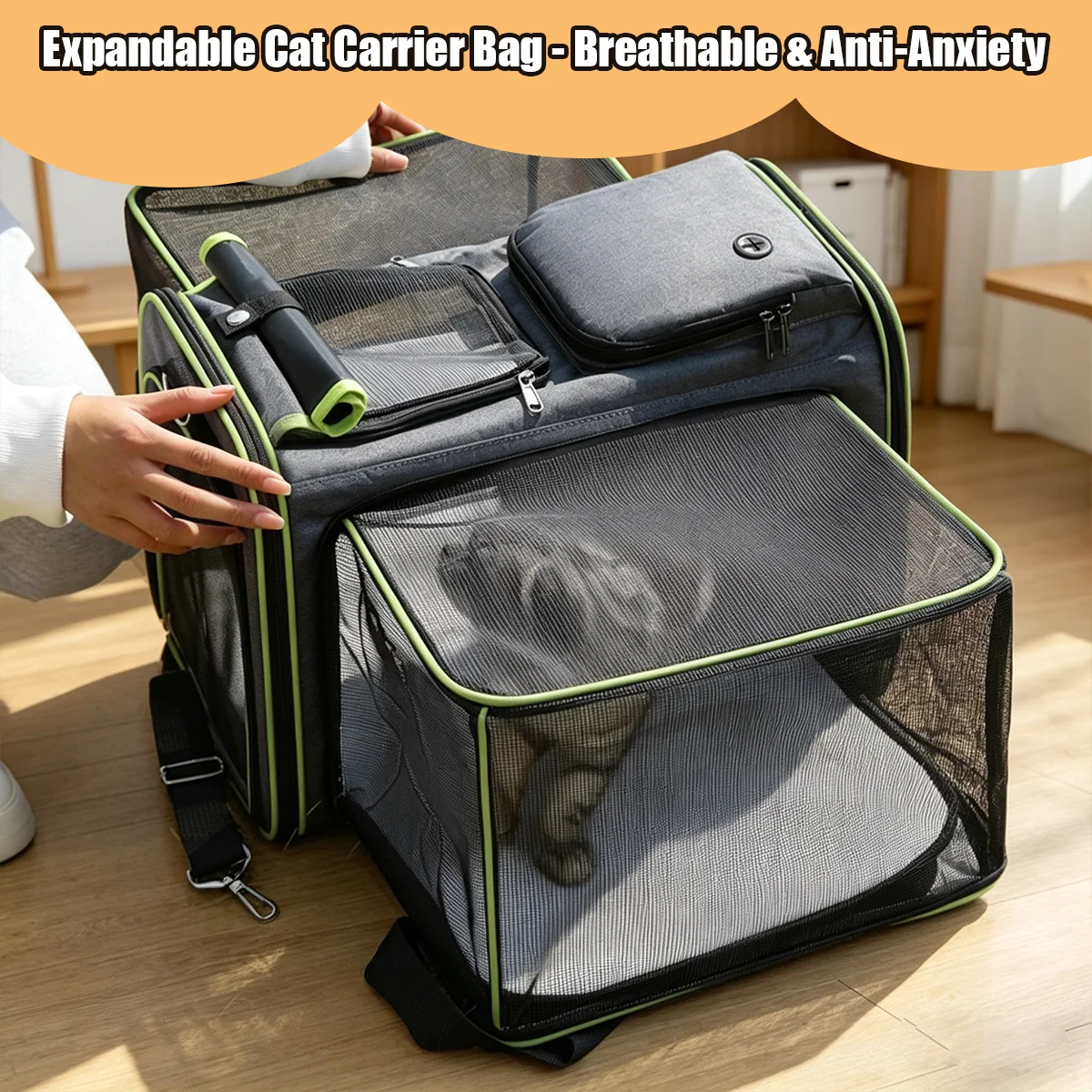 Expandable Mesh Pet Travel Carrier for Cats and Small Dogs