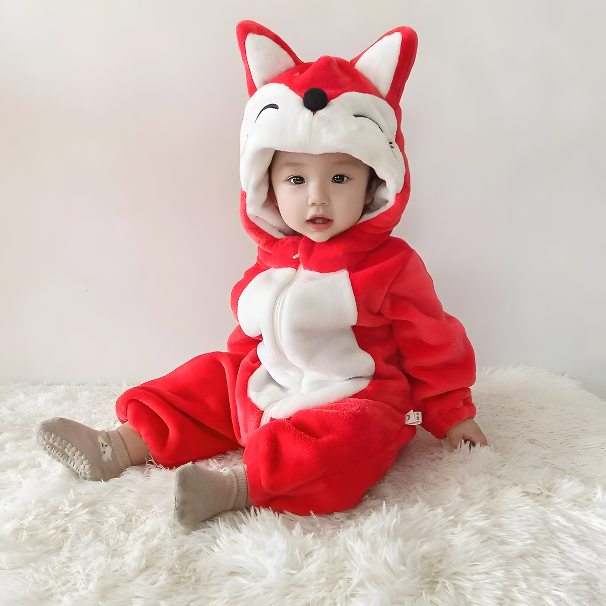 Fleece Animal Hooded Baby Romper for Babies and Toddlers