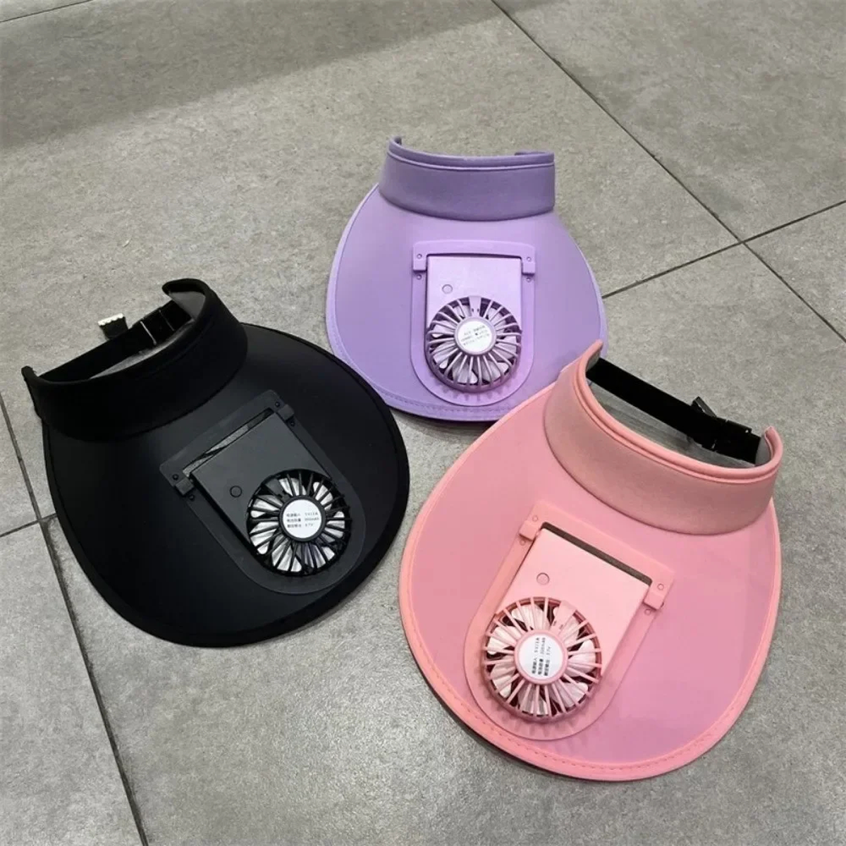 Rechargeable Fan Sun Visor with Adjustable Open-Top Fit