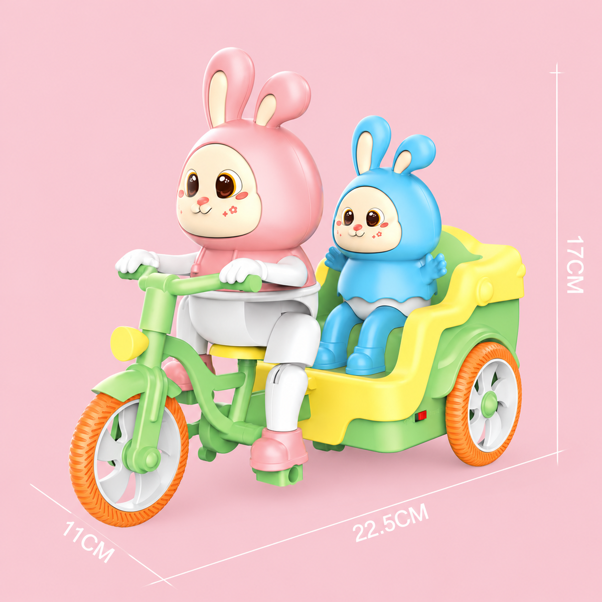 Musical Bunny Tricycle Toy with Battery-Powered Motion and Lights