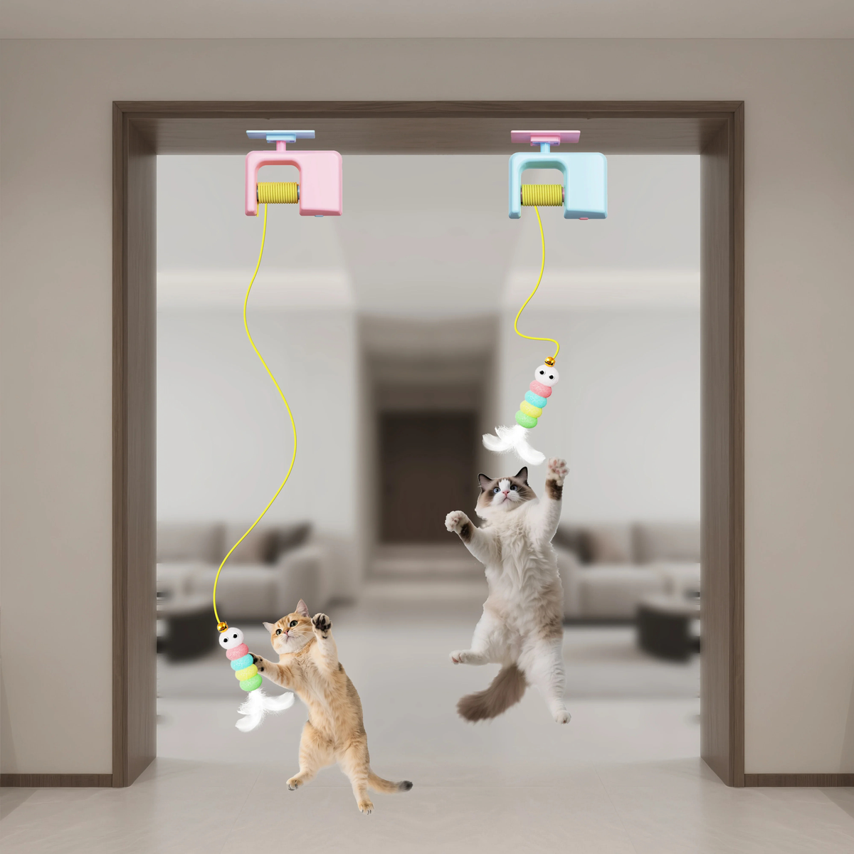 Automatic Hanging Cat Teaser Toy, USB-C Charging and 2 Refills