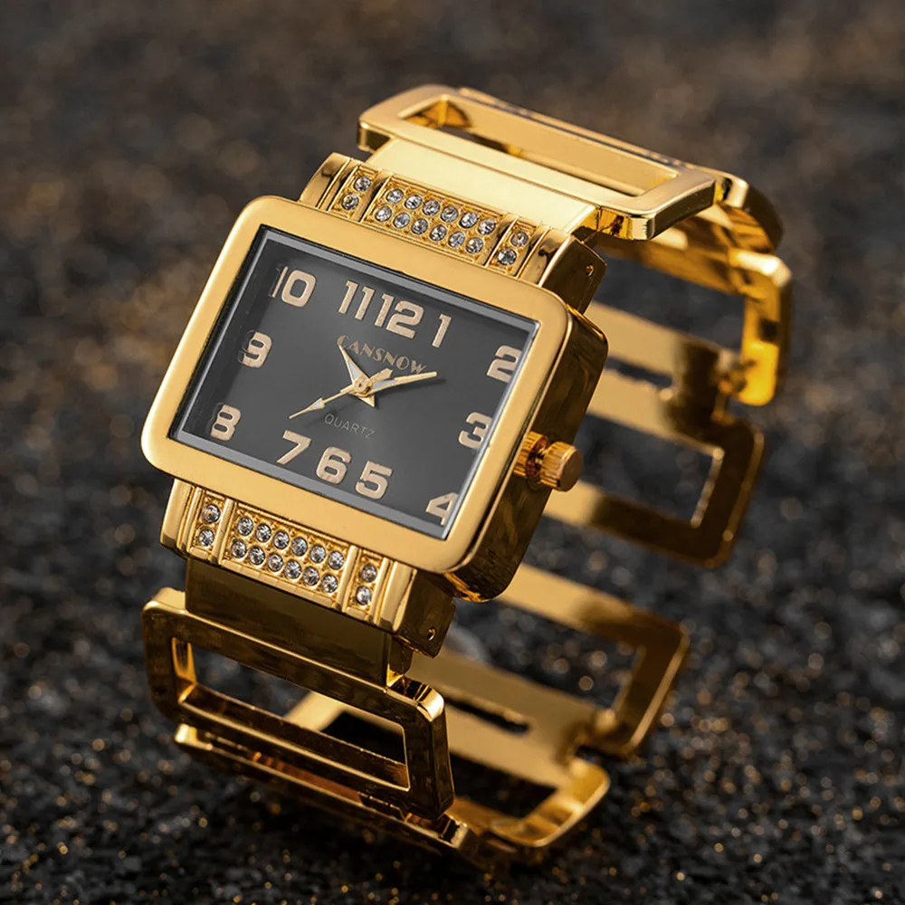 Rhinestone Rectangular Bracelet Watch Quartz Analog