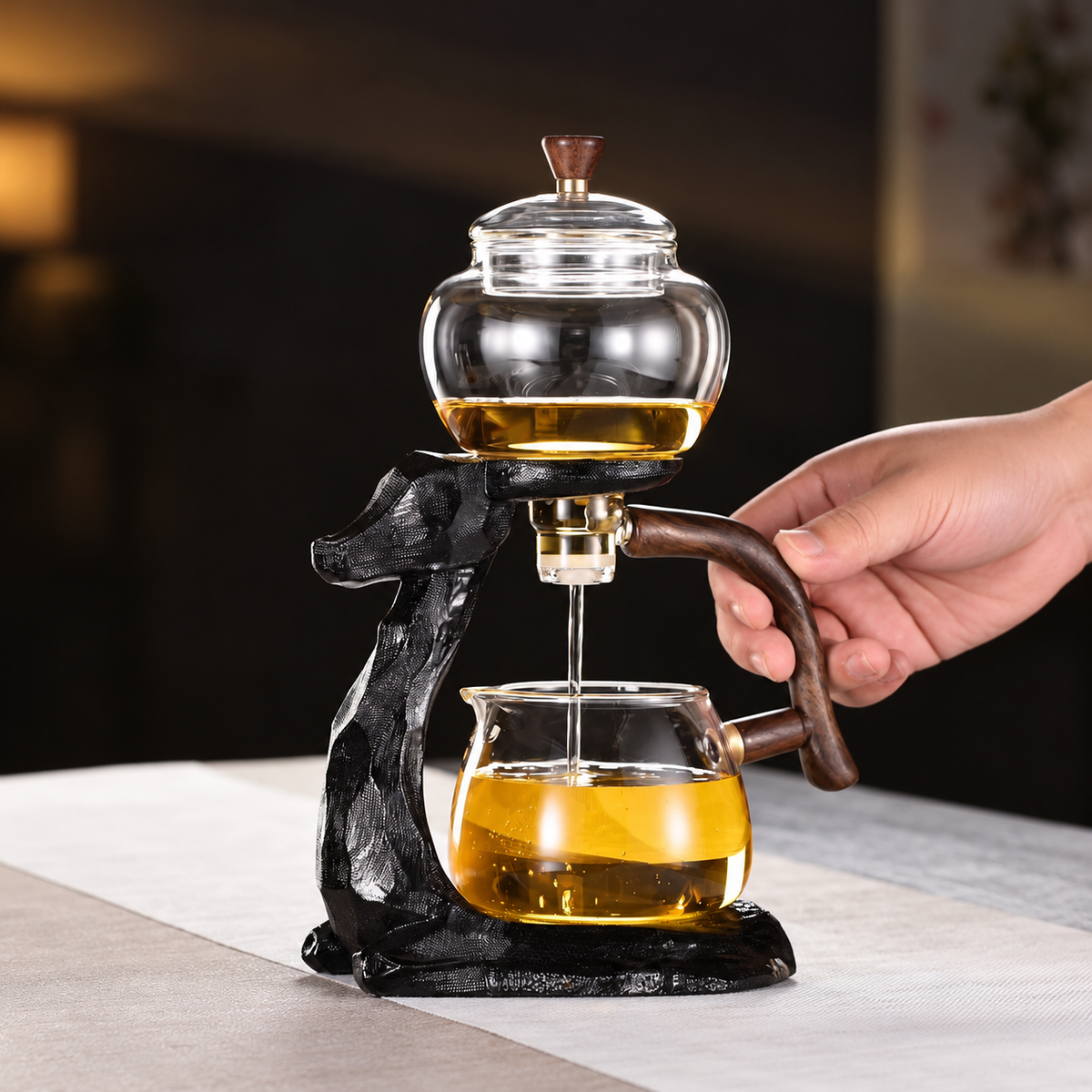 Magnetic Glass Tea Brewer with Deer Stand and Serving Pitcher