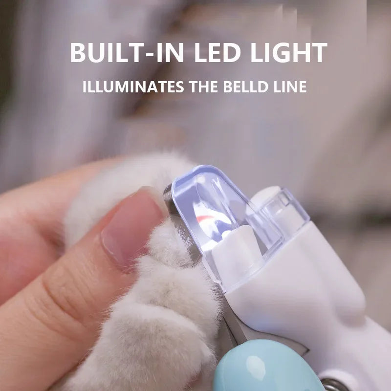 Pet Nail Clipper with LED Light & Built-In Nail File