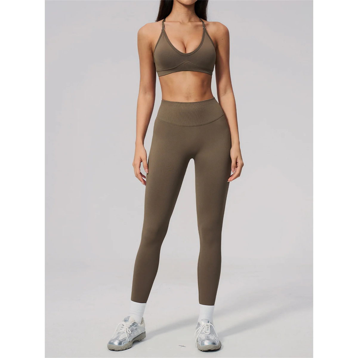 Women's Cross-Back Sports Bra and High-Waist Leggings Set