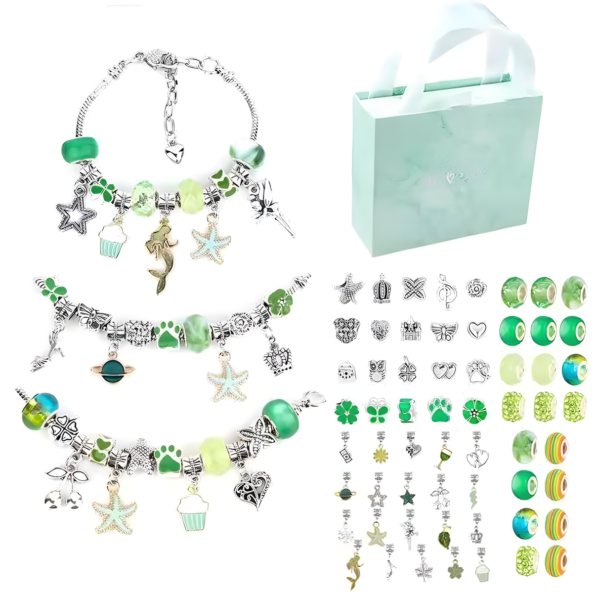 DIY Charm Bracelet Making Kit, Colorful Beads and Pendants