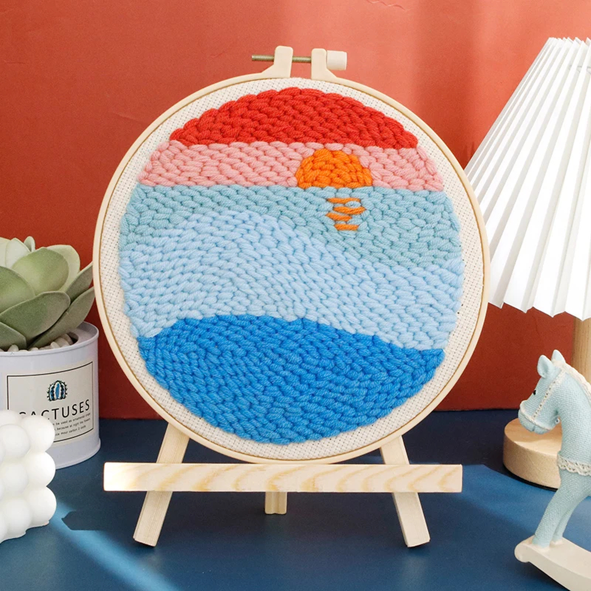 Punch Needle Embroidery Kit with Hoop, Yarn & Printed Design Pattern