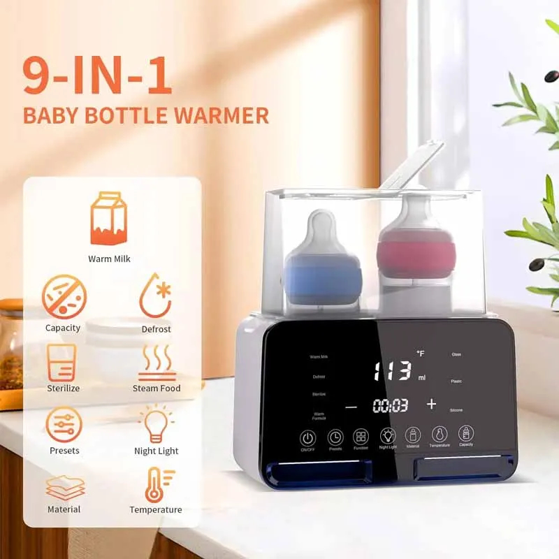Digital Dual Baby Bottle Warmer with Steam Function