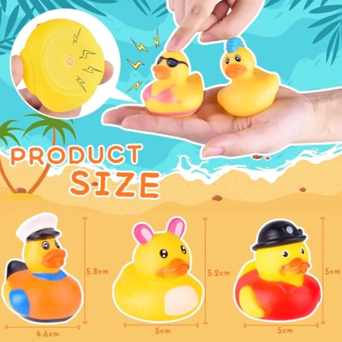 Assorted Mini Bath Ducks in Random Designs, 10 or 20 Pieces