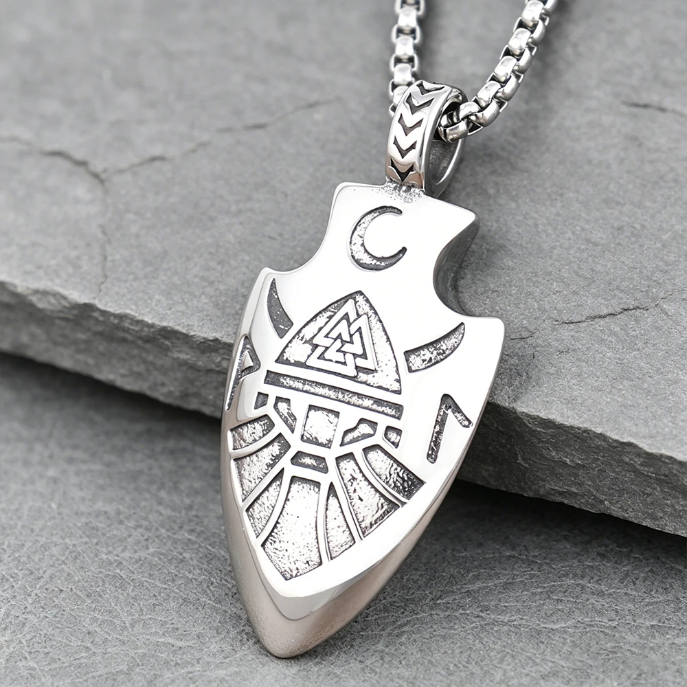 Double-Sided Viking Arrow Pendant – Silver Necklace