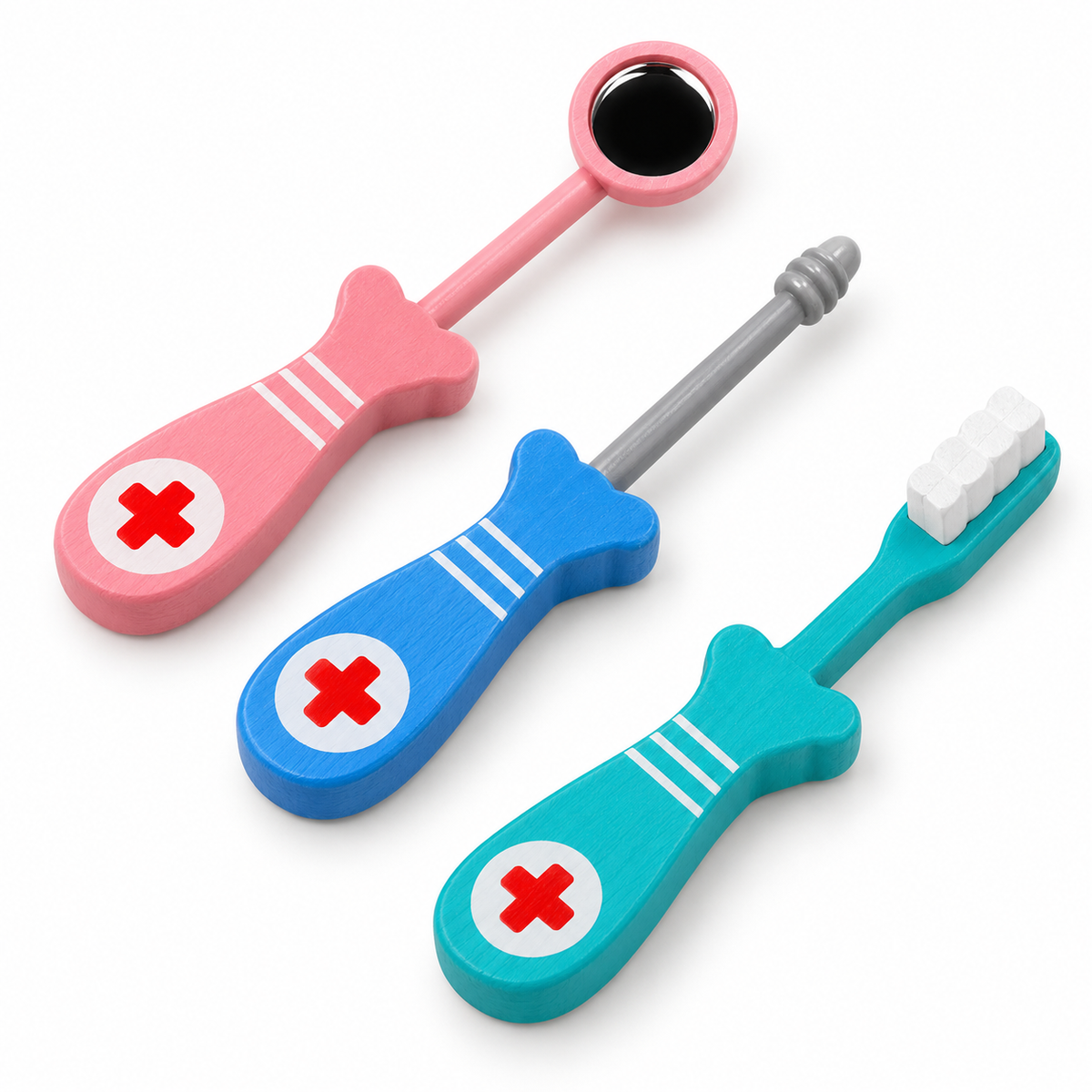 Wooden Dentist Pretend Play Kit with Rabbit Doll and Bag