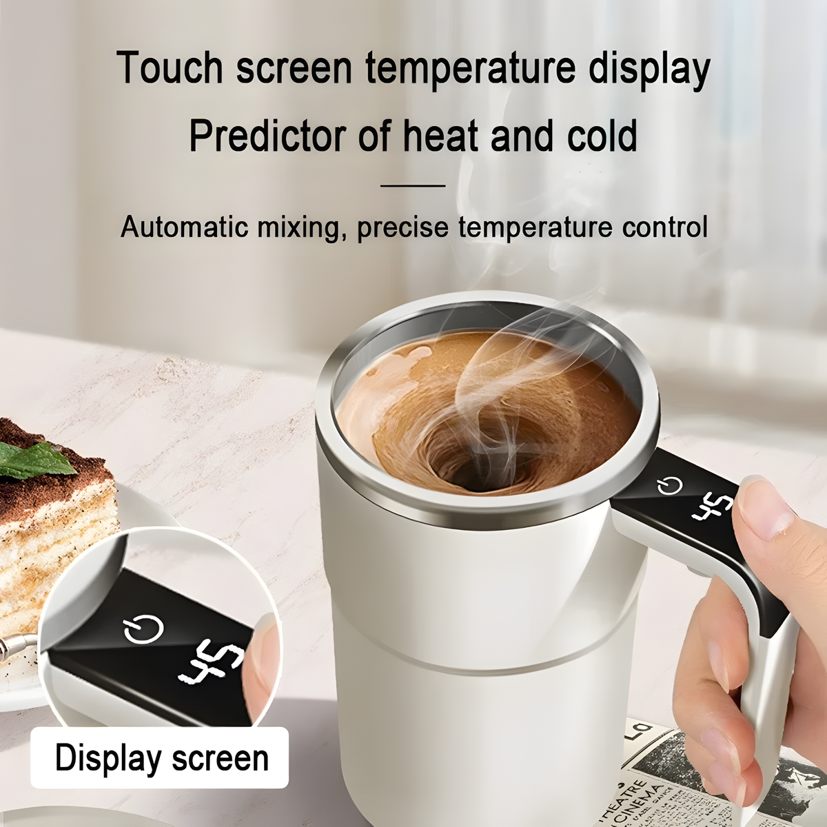 Automatic Magnetic Stirring Mug with Temperature Display