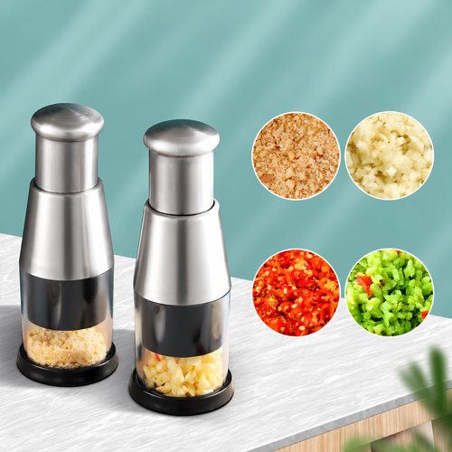 Stainless Steel Garlic Crusher with Clear Collection Cup
