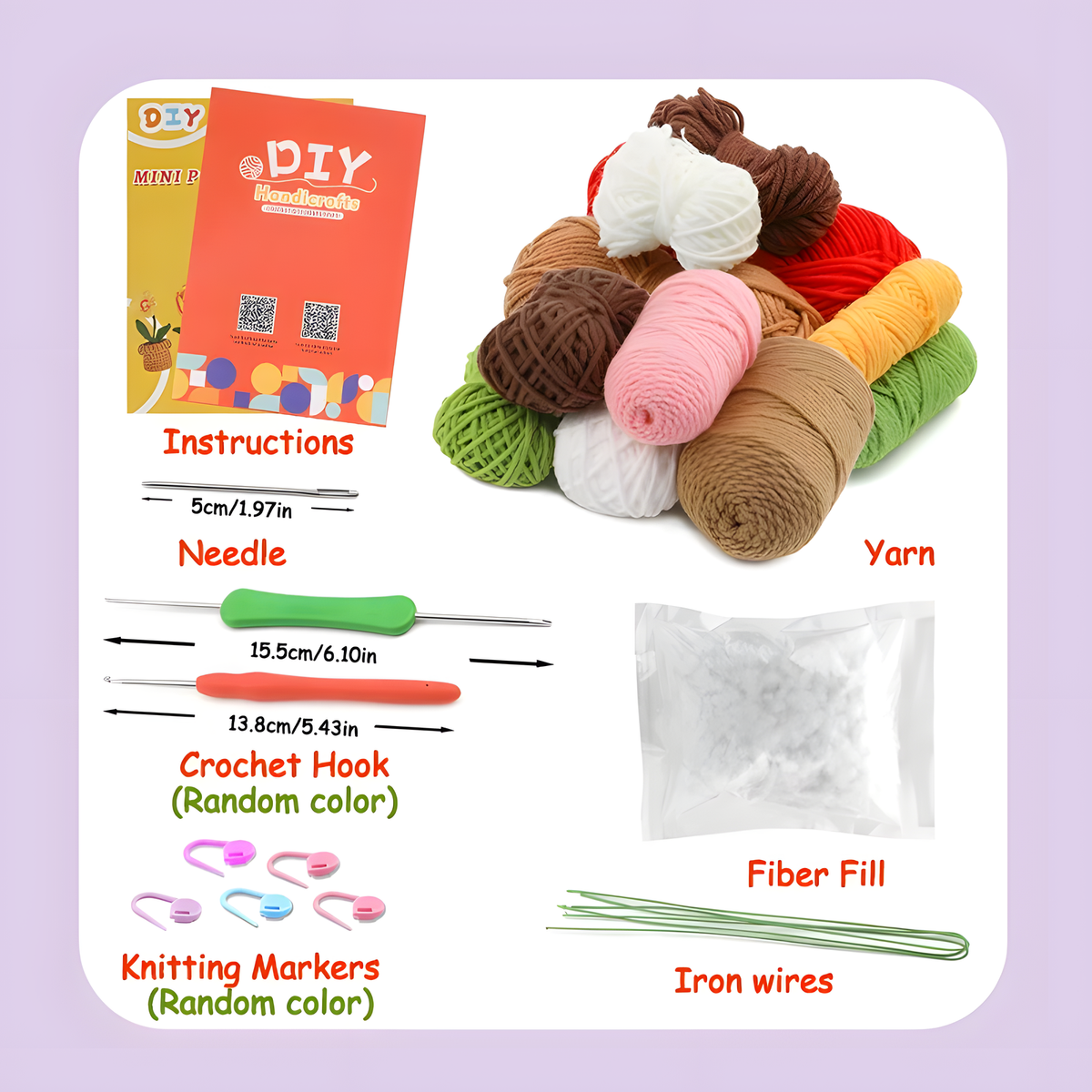 Beginner Crochet Flower Craft Kit with Materials and Guide
