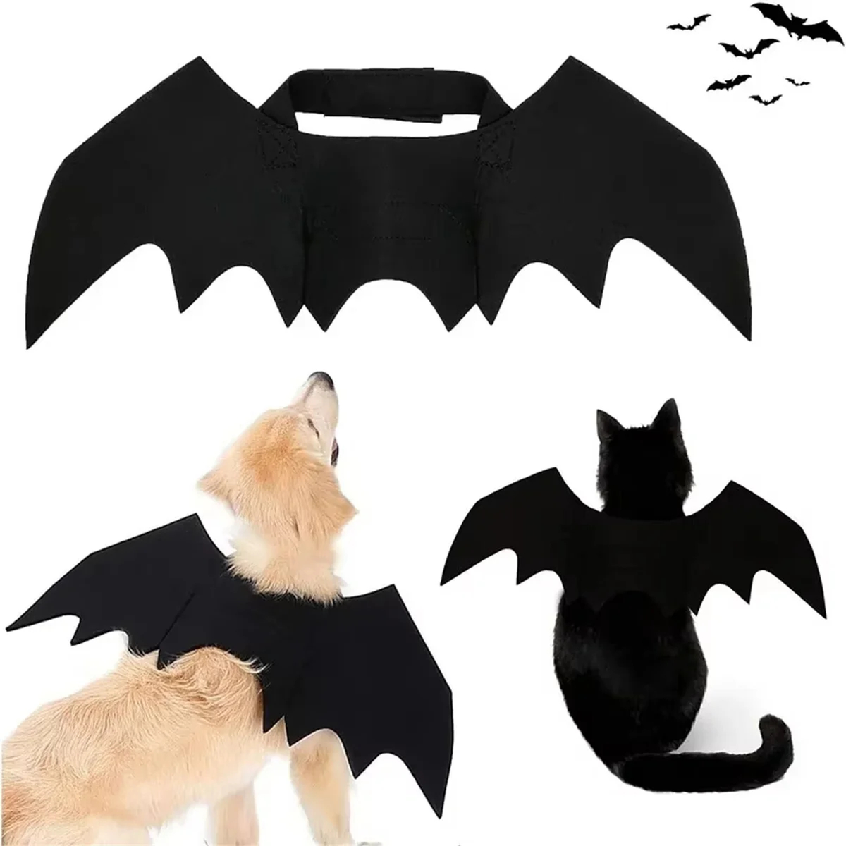 Black Felt Pet Bat Wings for Halloween Photos, 45 x 16 cm