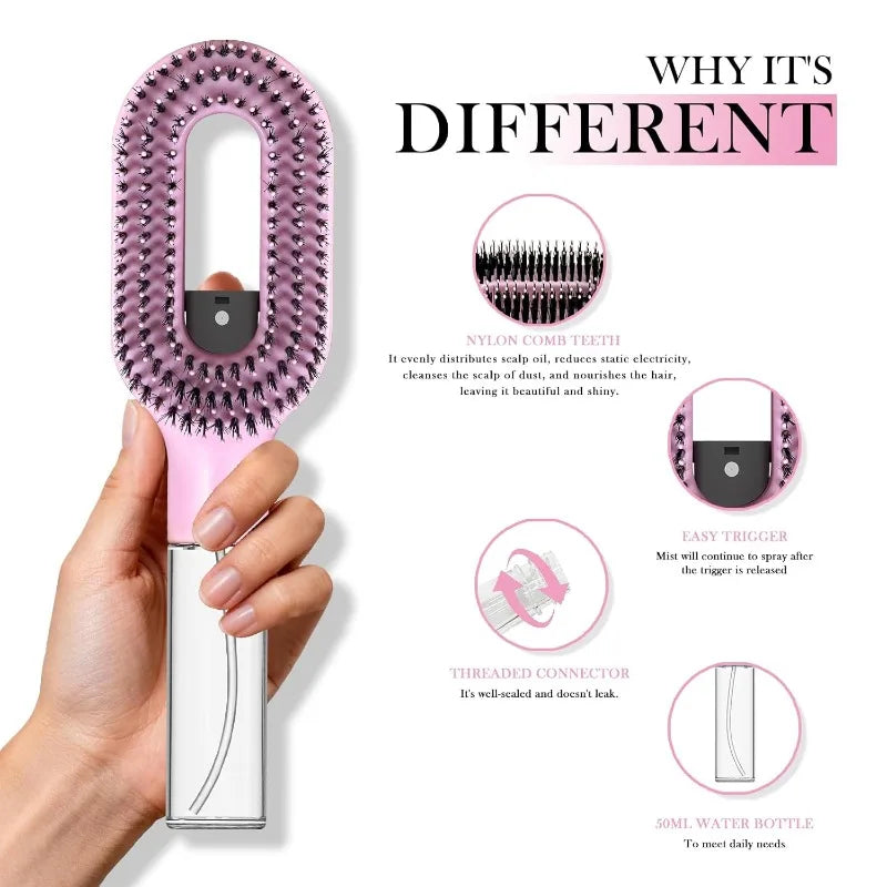 2-in-1 Mist Spray Detangling Hair Brush Anti-Static