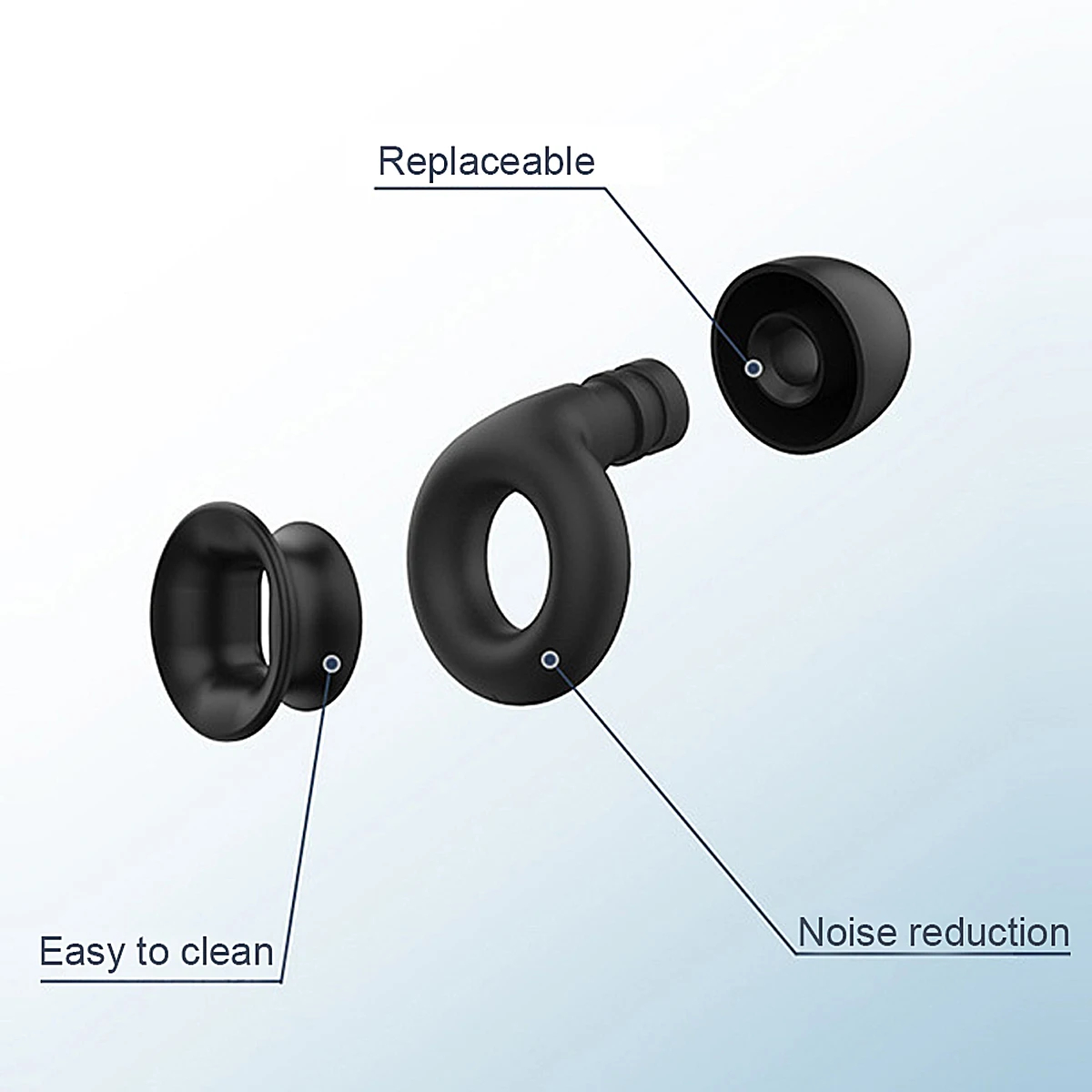 Reusable Noise-Reducing Earplugs with Two Pairs and Case