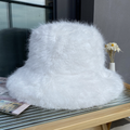 Plush Faux-Fur Bucket Hat with Rounded Crown and Soft Brim
