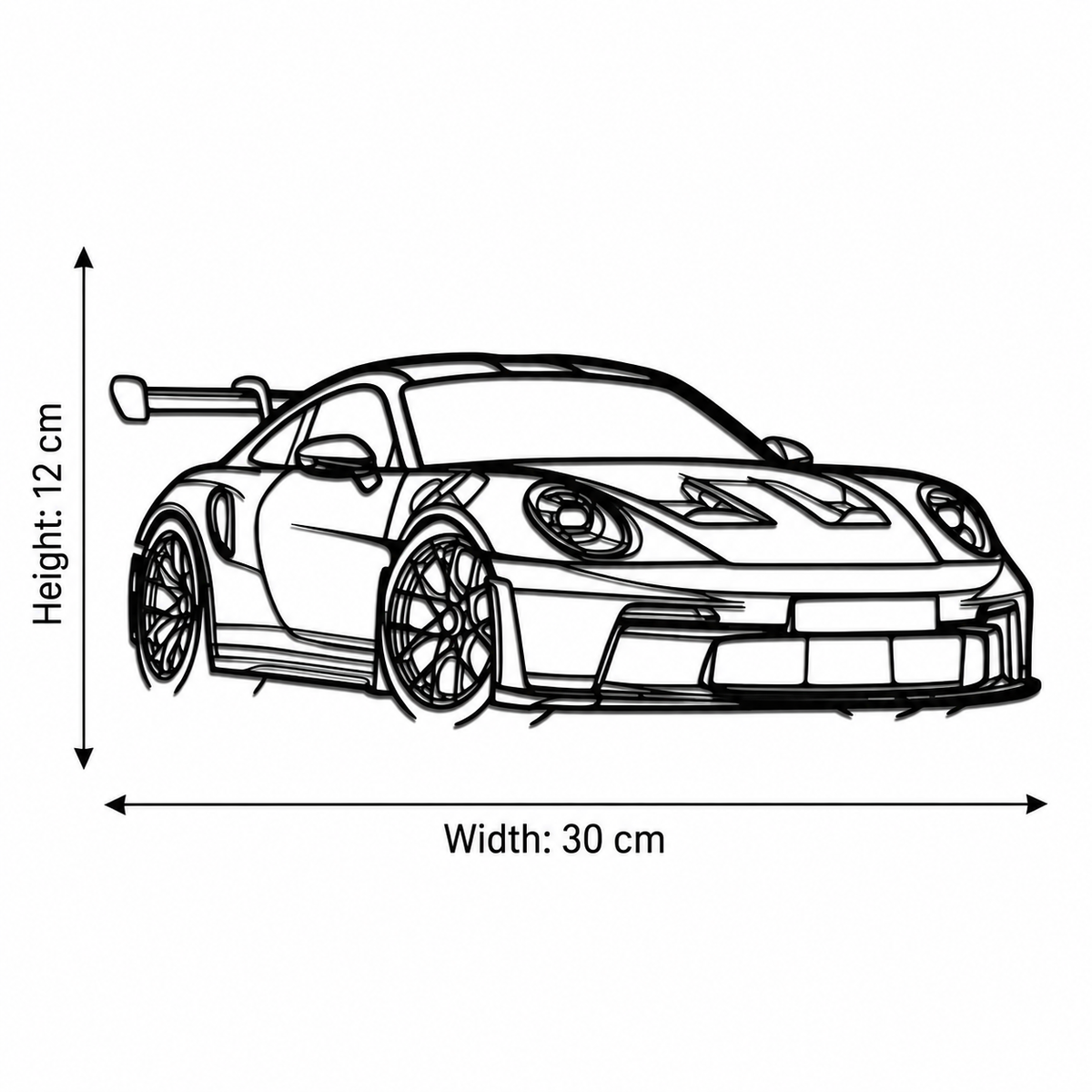 Black Metal Sports Car Outline Wall Art, 30 x 12 cm Decor