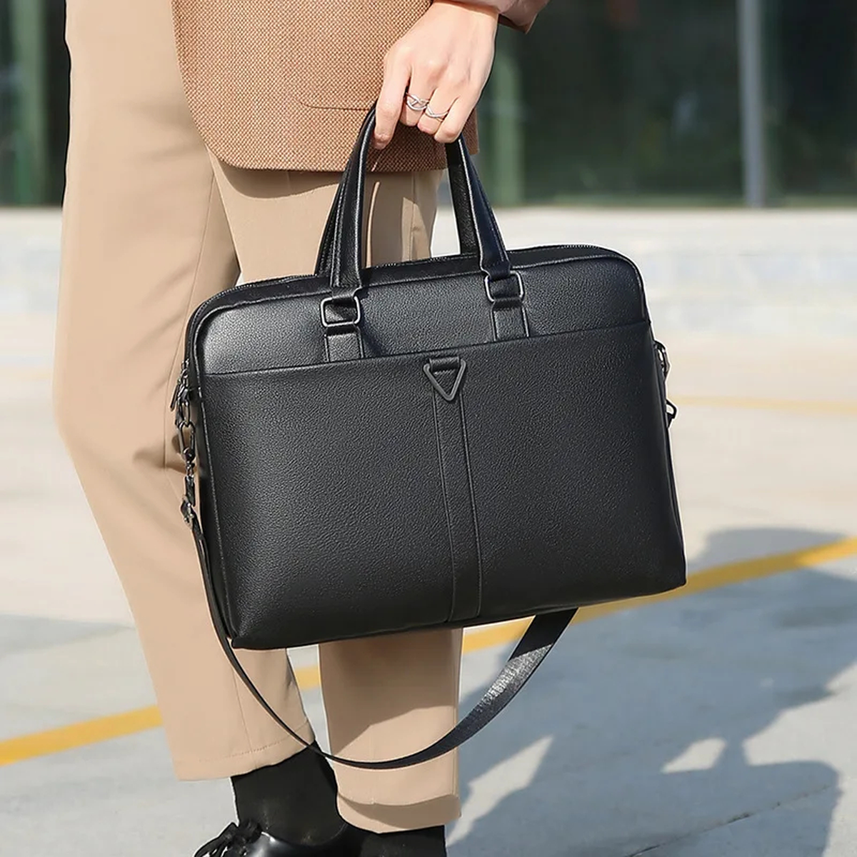 Large Laptop Briefcase with Padded Compartment and Pockets