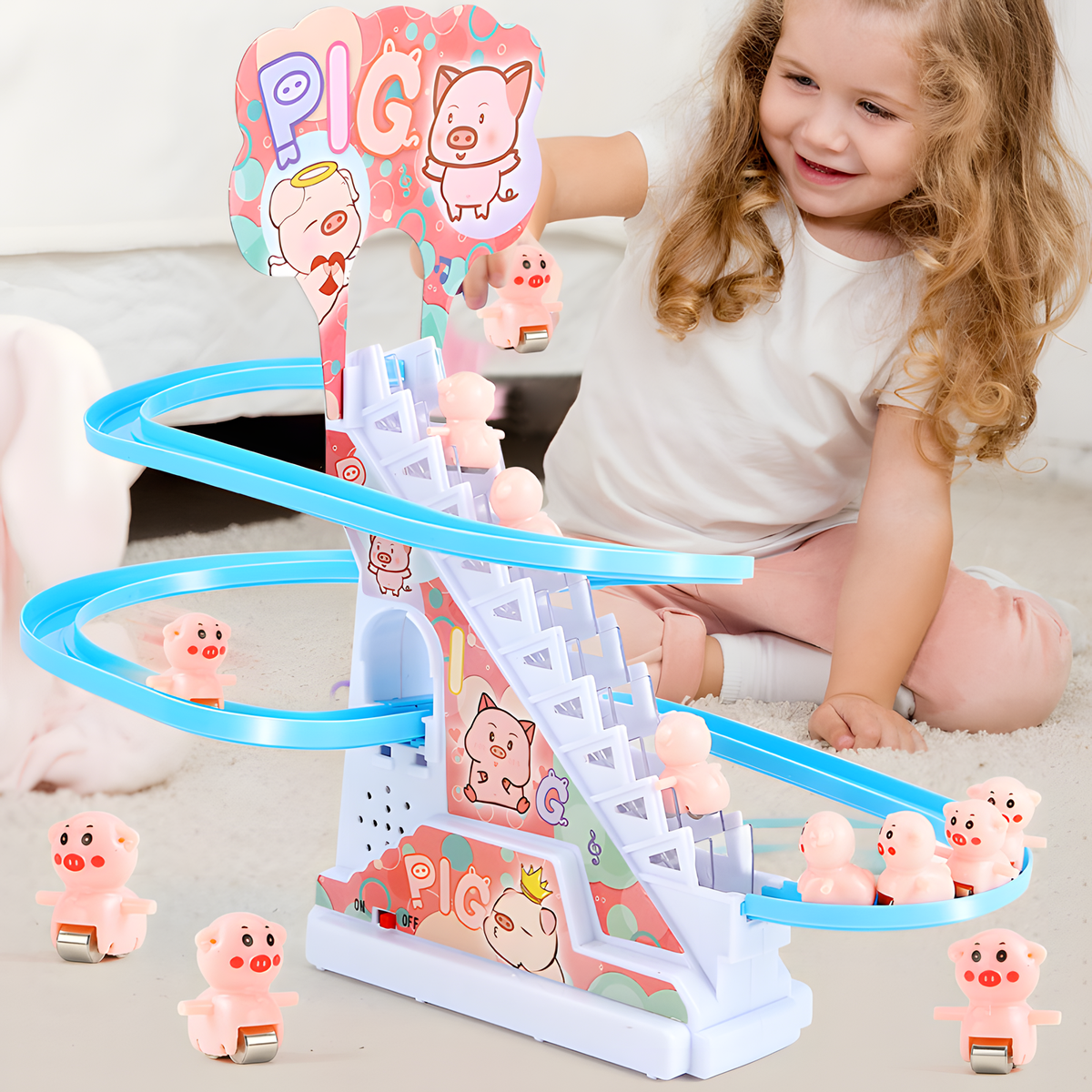 Automatic Stair-Climbing Duck Track Toy with Music and Lights
