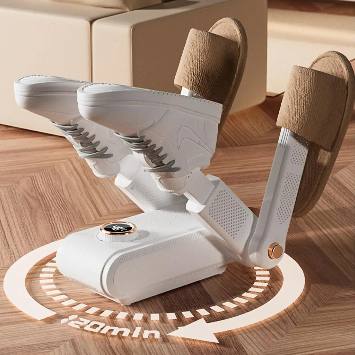 Foldable Electric Shoe Dryer with Vented Arms and Plug Options