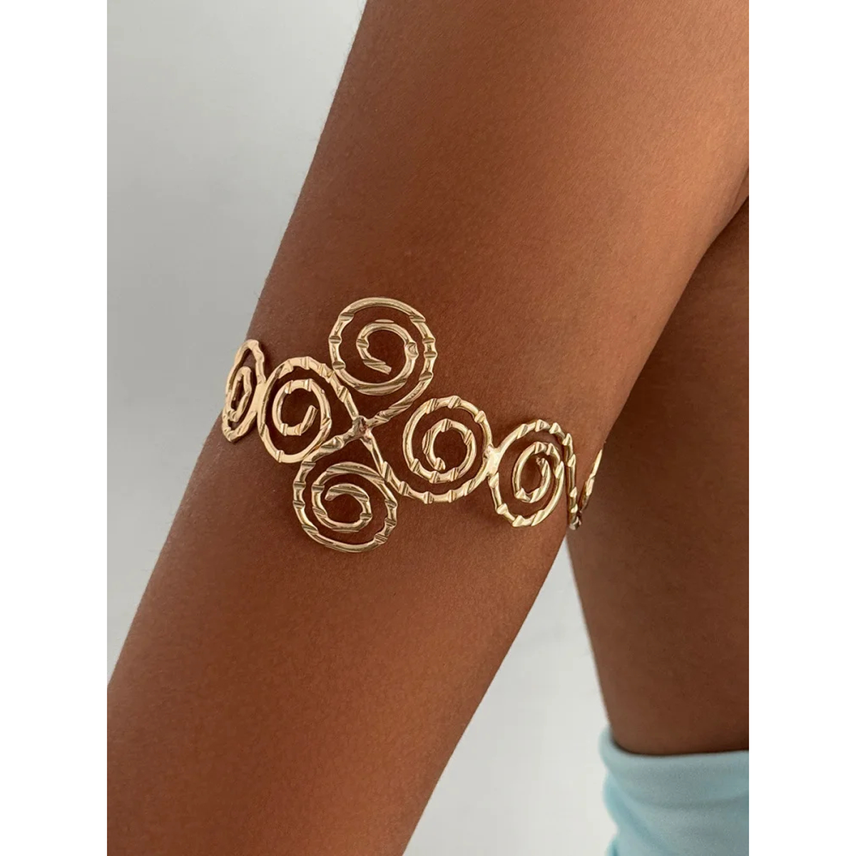Spiral Armlet, Openwork Upper Arm Cuff in Gold or Silver Tone