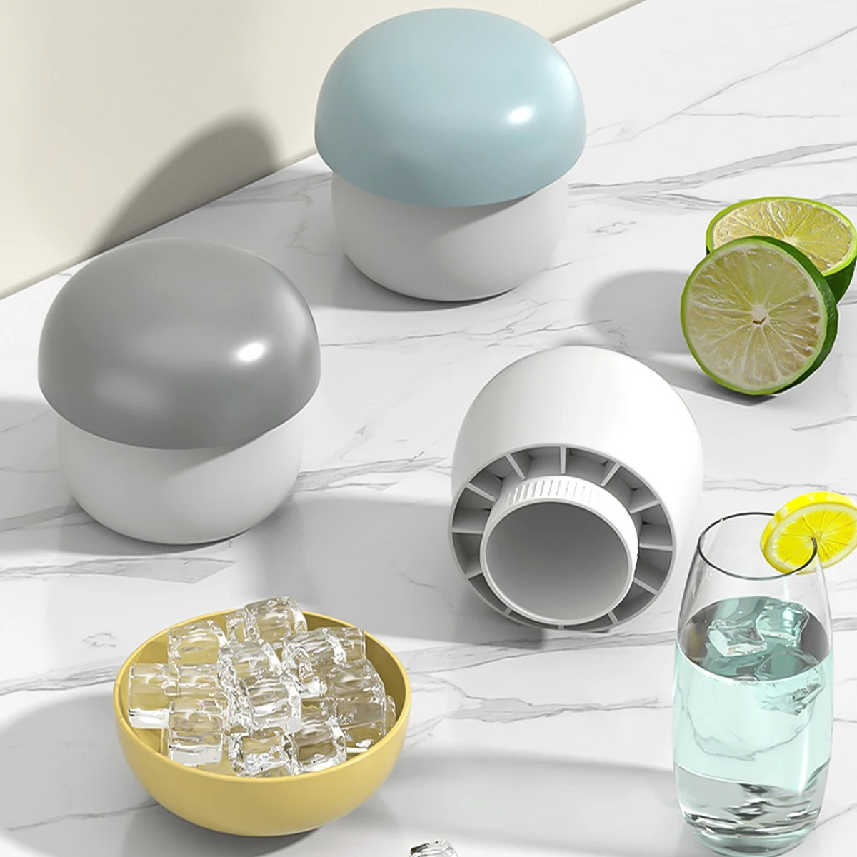 Mushroom-Shaped Ice Cube Mold with Bowl for Gathering Ice