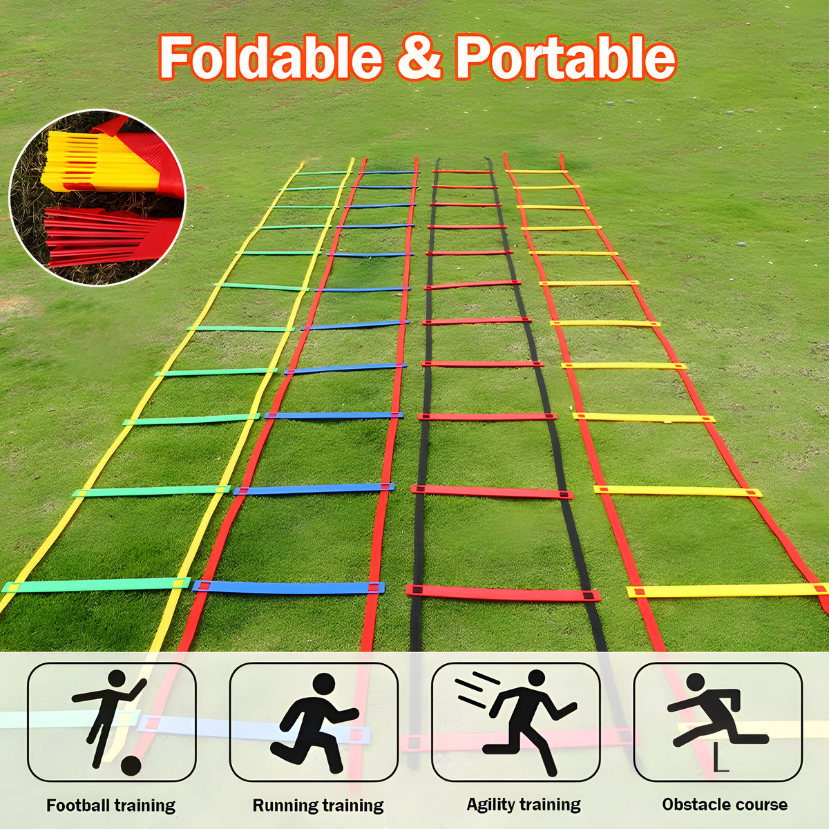 Portable Agility Training Ladder for Soccer and Footwork Drills