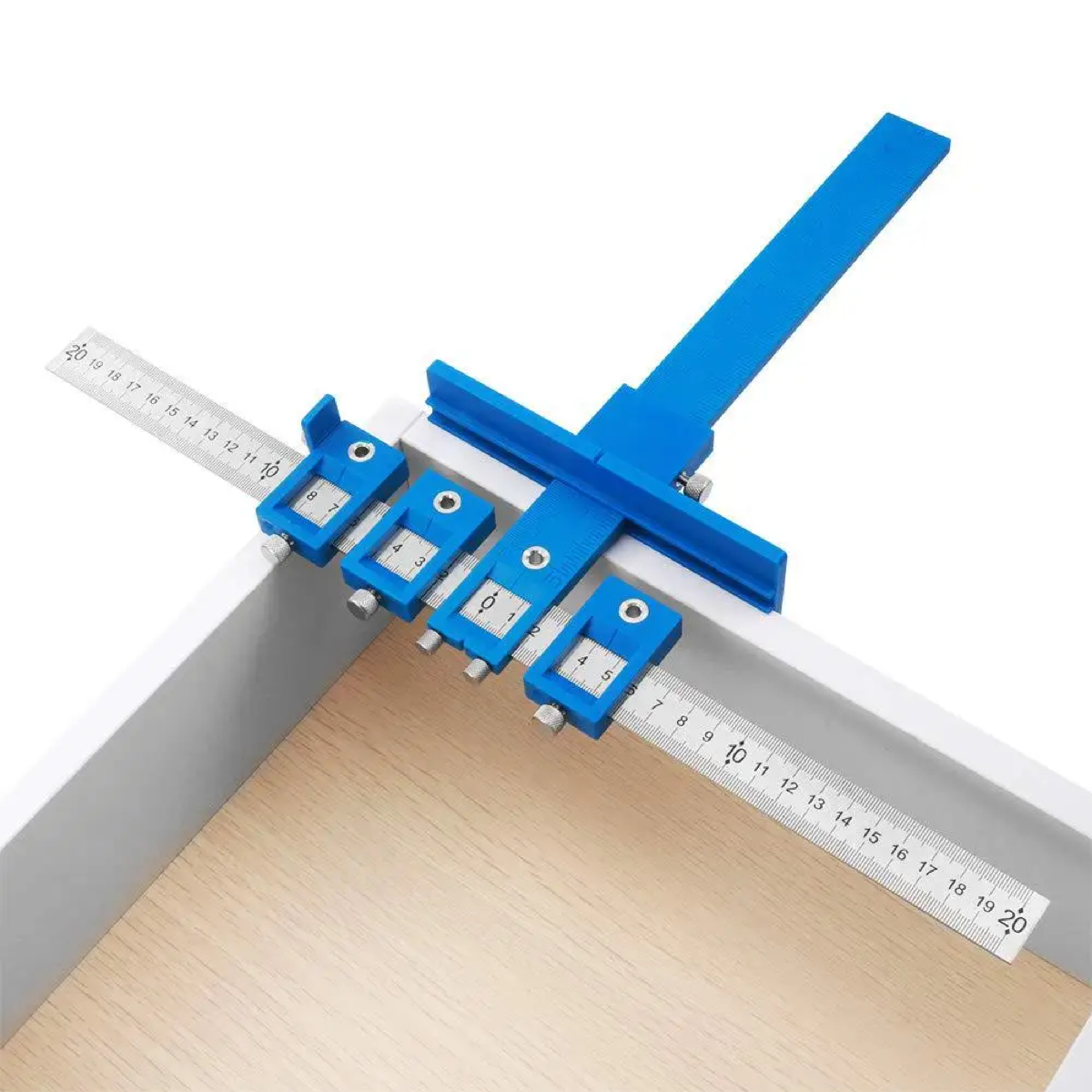 Cabinet Handle Drilling Jig, Adjustable Guides and Edge Stop