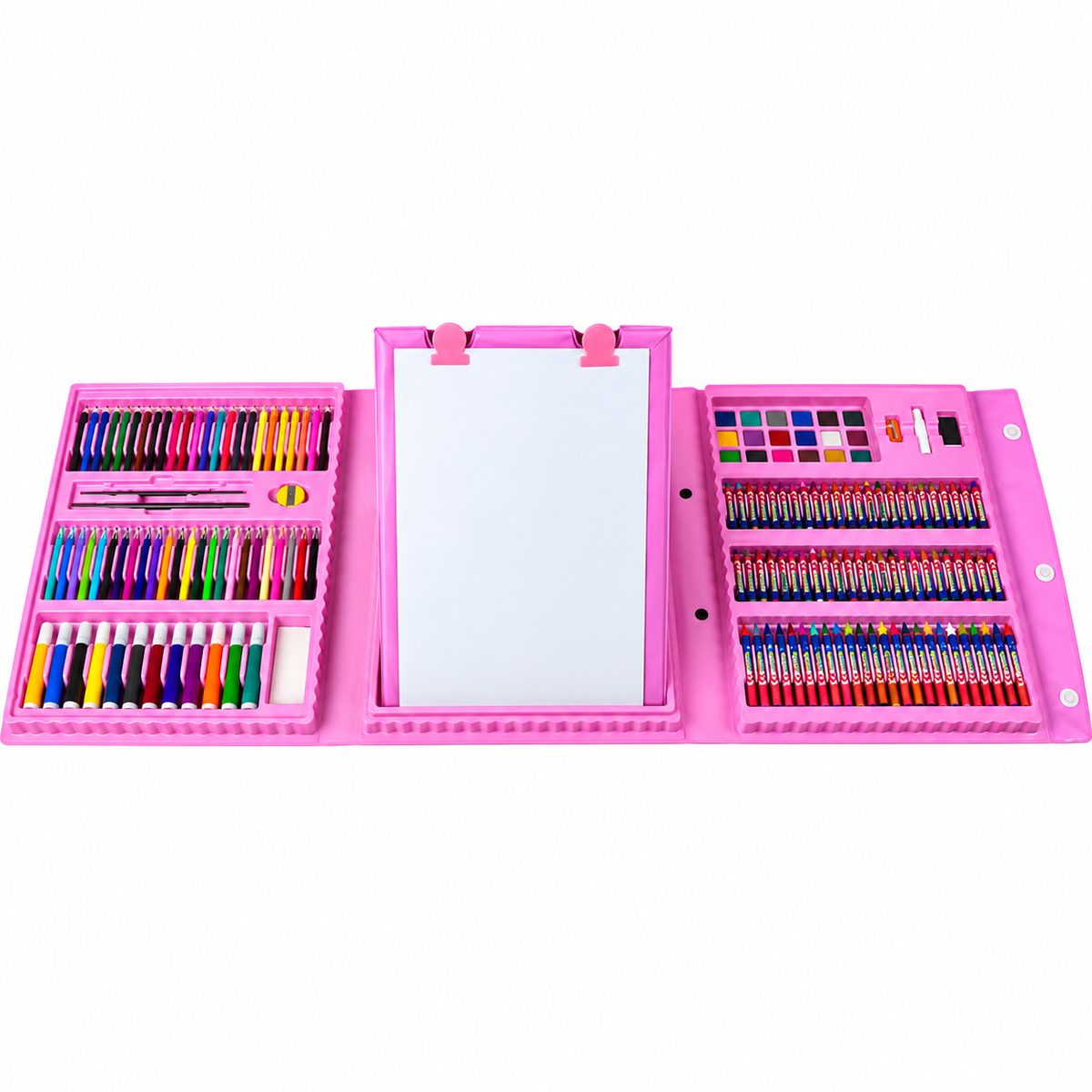 208-Piece Kids Art Set, Folding Supply Case and Drawing Boards