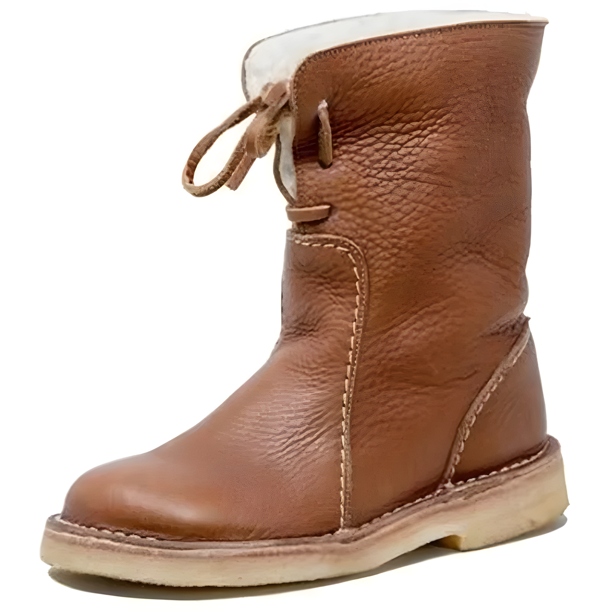 Women's Lace-Up Casual Boots with Low Heel and Rounded Toe