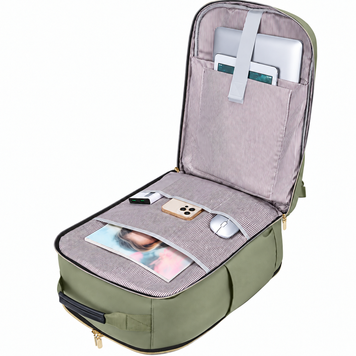 Large Travel Backpack Set, Clamshell Opening and 3 Pouches