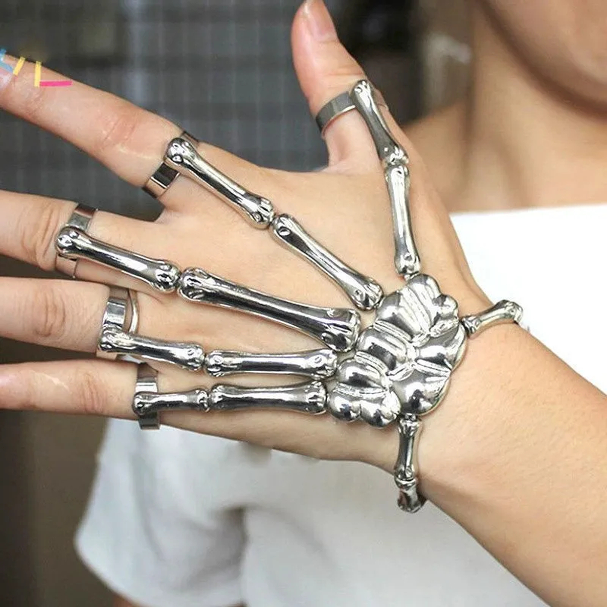 Skeleton Hand Bracelet, Articulated Bones, Gothic Halloween