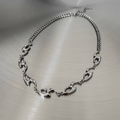 Silver Script Pendant Necklace with Titanium-Steel Chain