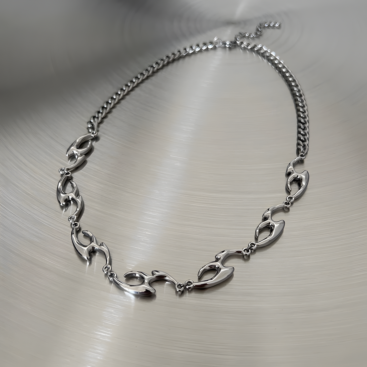 Silver Script Pendant Necklace with Titanium-Steel Chain