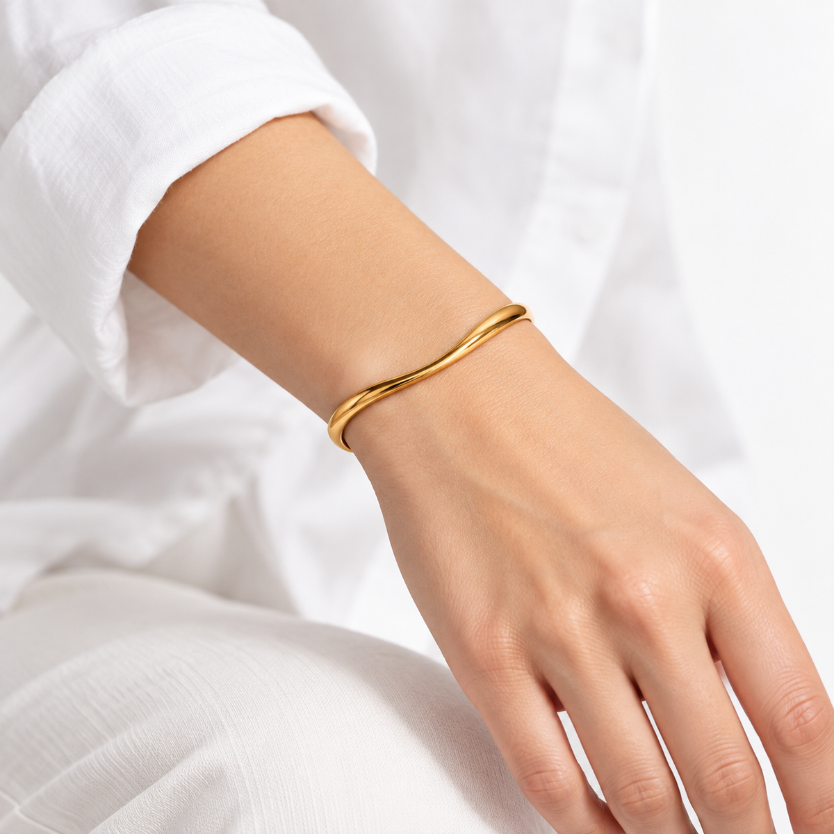 Minimalist Gold-Tone Open Cuff Bracelet