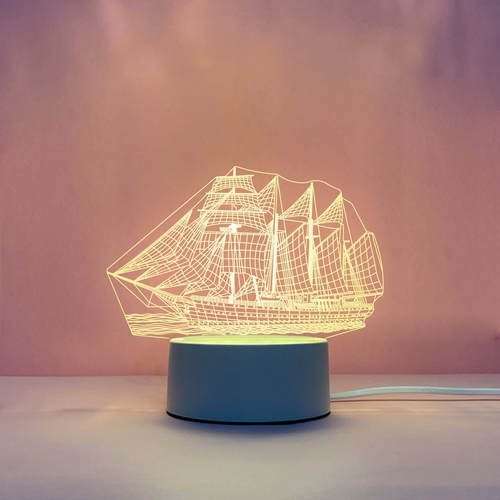 Engraved Acrylic LED Night Light with Optical-Illusion Designs