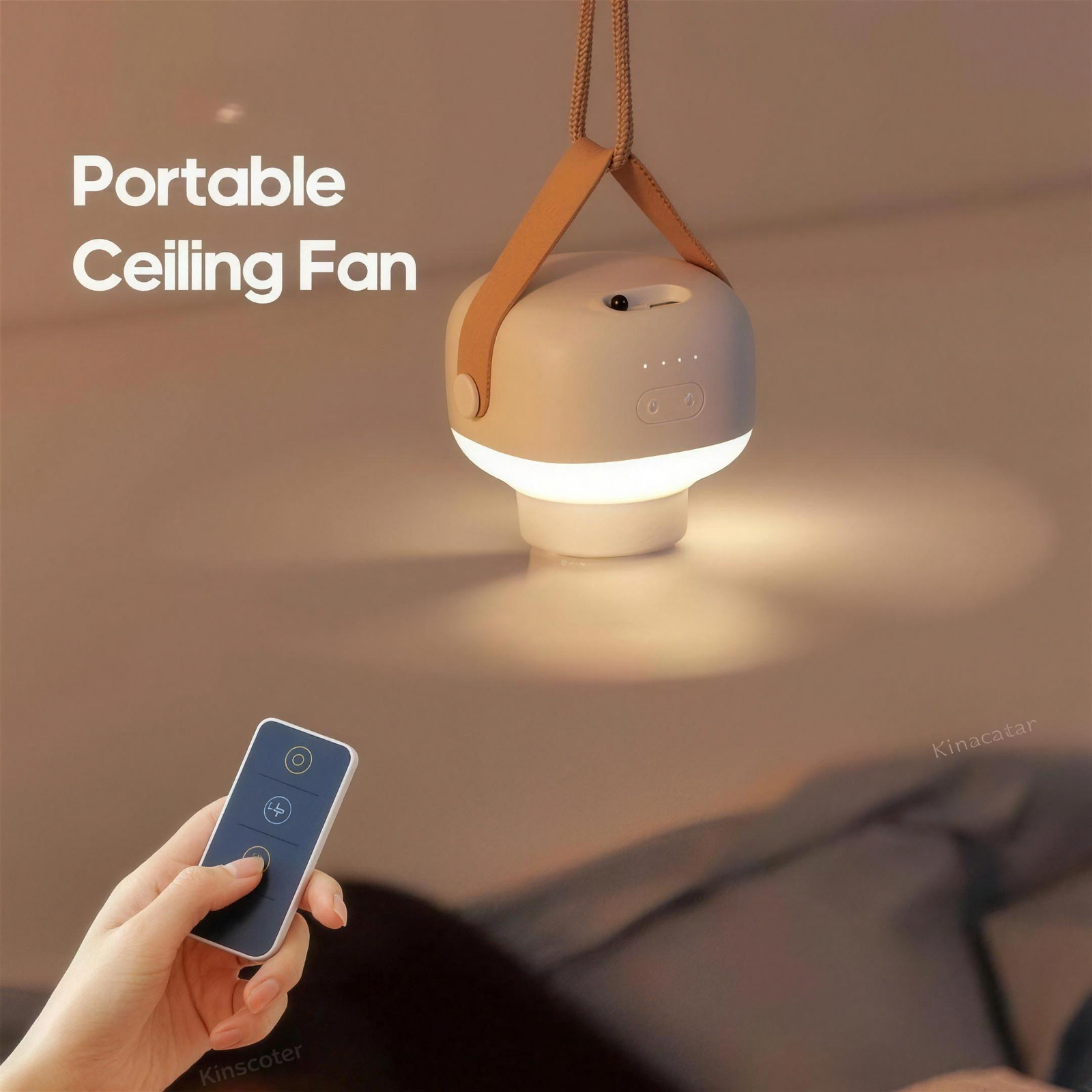 Portable Camping Ceiling Fan with Light & Remote 2400/7200mAh