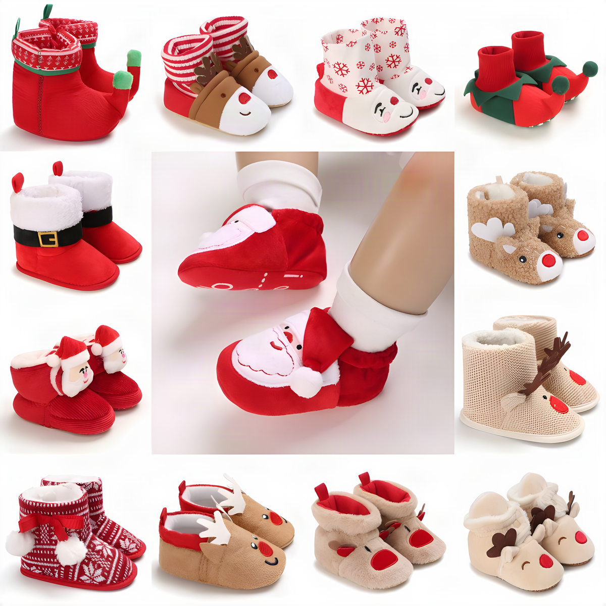 Soft Christmas Baby Booties in 11, 12 and 13 cm Size Options
