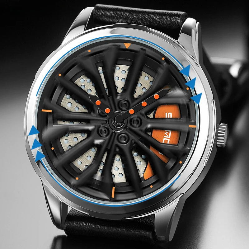 Car-Inspired Rim Watch with a 360-Degree Spinning Hub Design