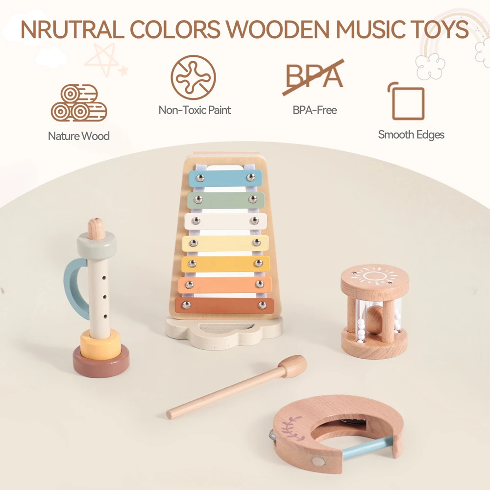Wooden Musical Toy Set for Rhythm Play and Early Learning