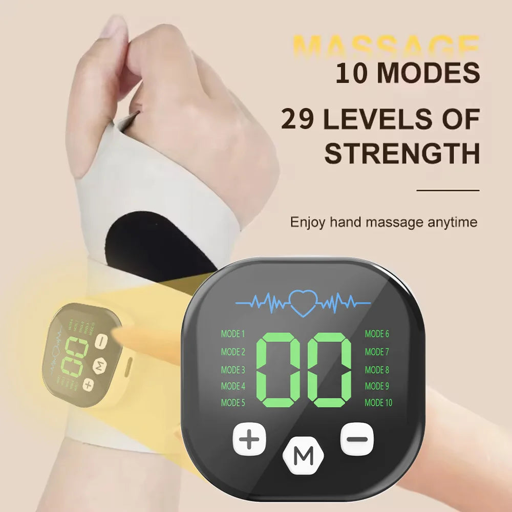 EMS Wrist Massager Cordless USB-C 10 Modes Adjustable Brace